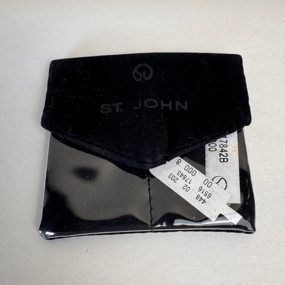 St John Empty Jewelry Pouch Black Velvet Dual Sided Vintage Designer Storage